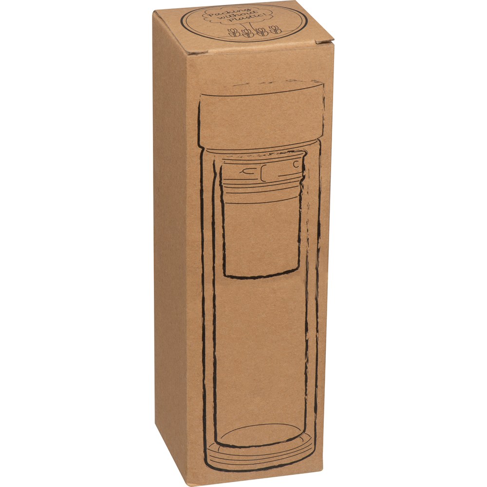 420 ml dubbelwandige glazen fles met bamboo deksel