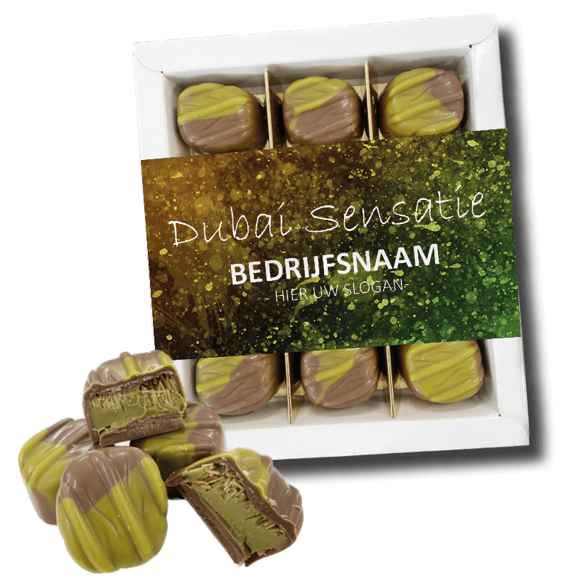 12 DUBAI bonbons in geschenkdoos - inclusief banderol