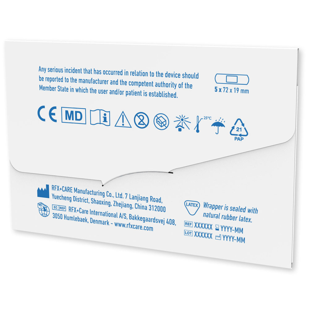 5-delige custom made pleisters met full colour bedrukte kraftpapieren envelop