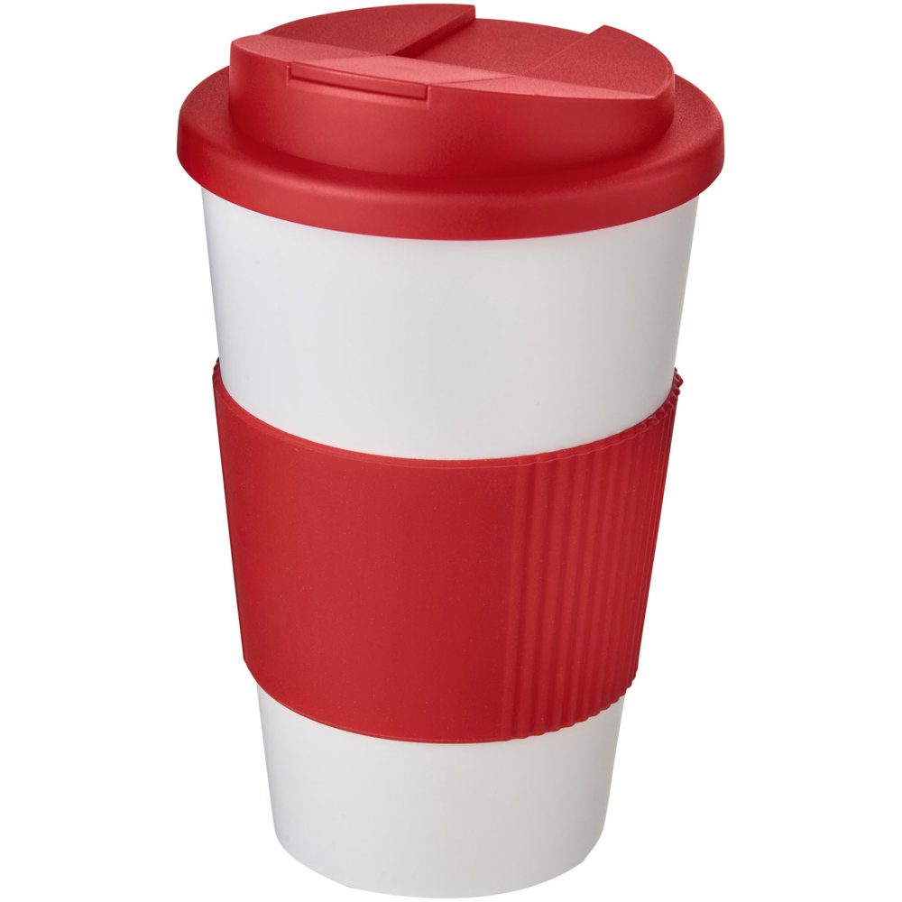 Americano® 350 ml geïsoleerde beker met handvat - wit, rood