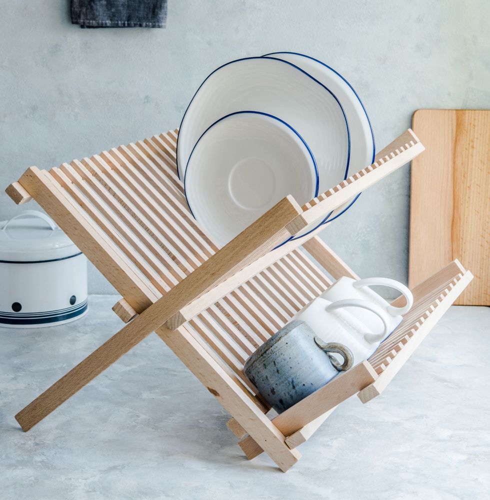 Afdruiprek voor servies uit beukenhout 420×380 mm, onbehandeld