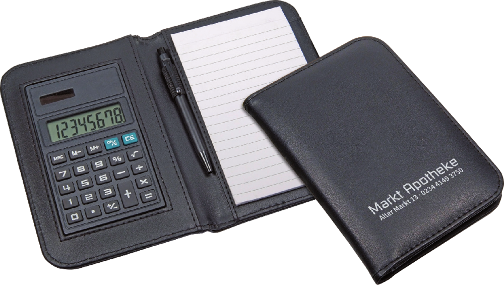 Bureaurekenmachine op zonne-energie LOLA met schrijfblok