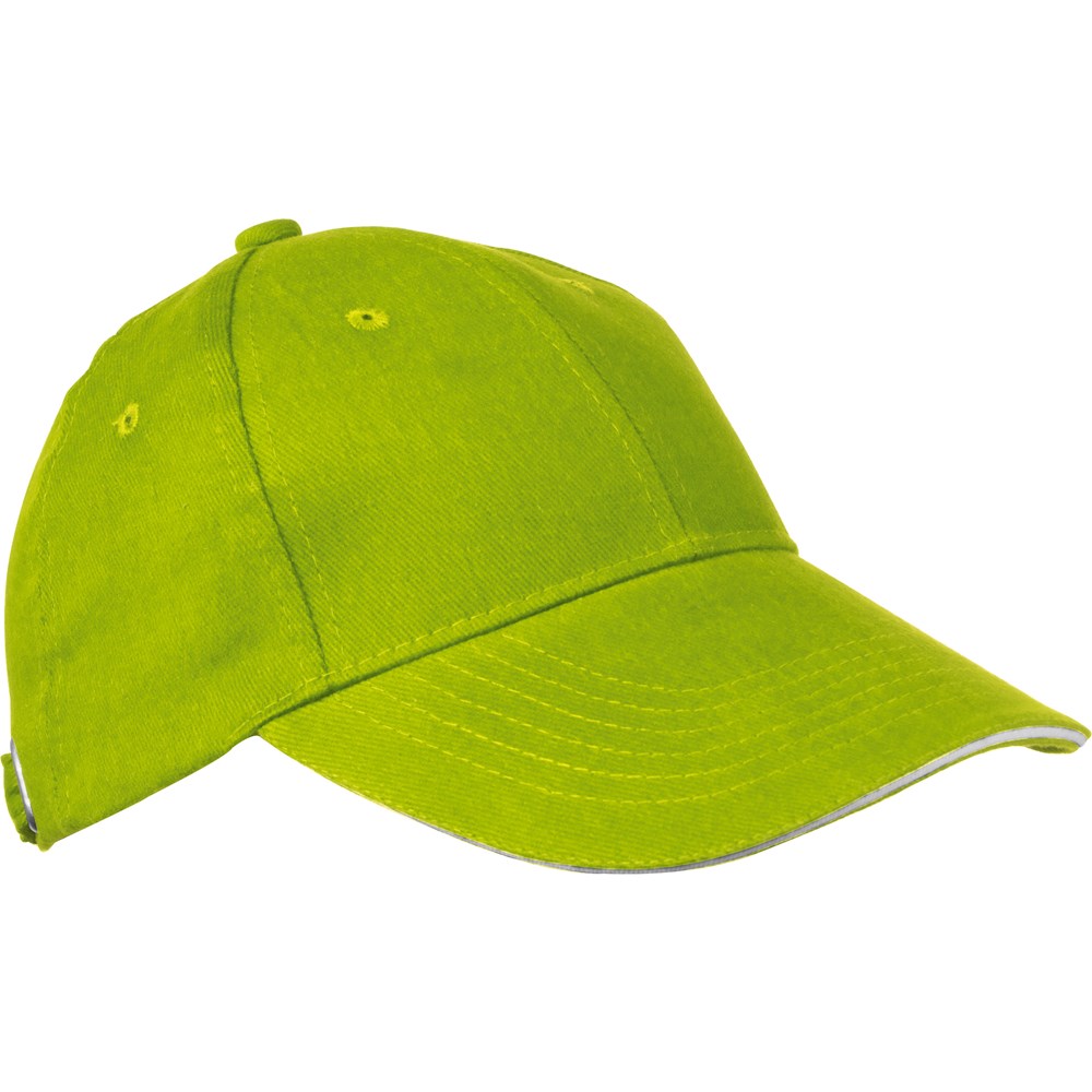 6-panel sandwich katoenen baseballcap - Appelgroen