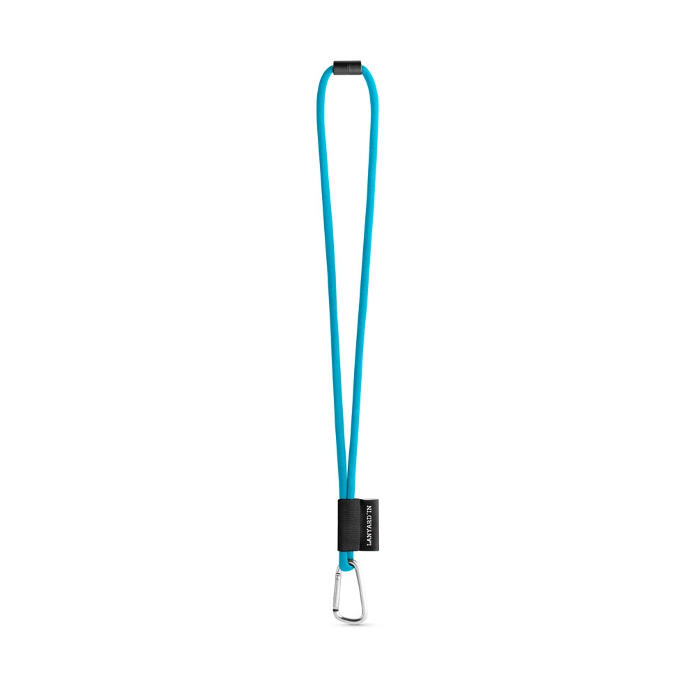 75089. SET Lanyard TUBE Long (Ø 7 mm) with D-shape carabiner 55 mm and safety lock Ø 7 mm - 304 - Light blue