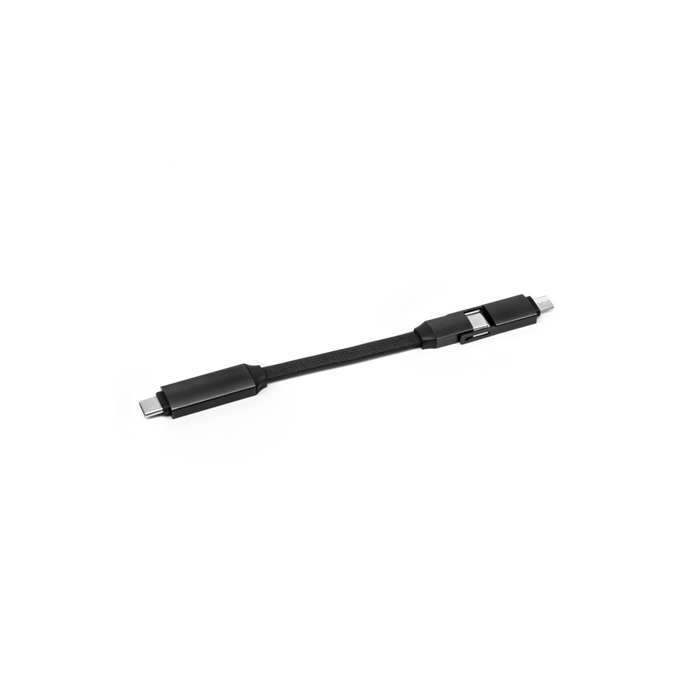 2 in 1 aluminium magnetische sleutelhanger oplaadkabel - Zwart