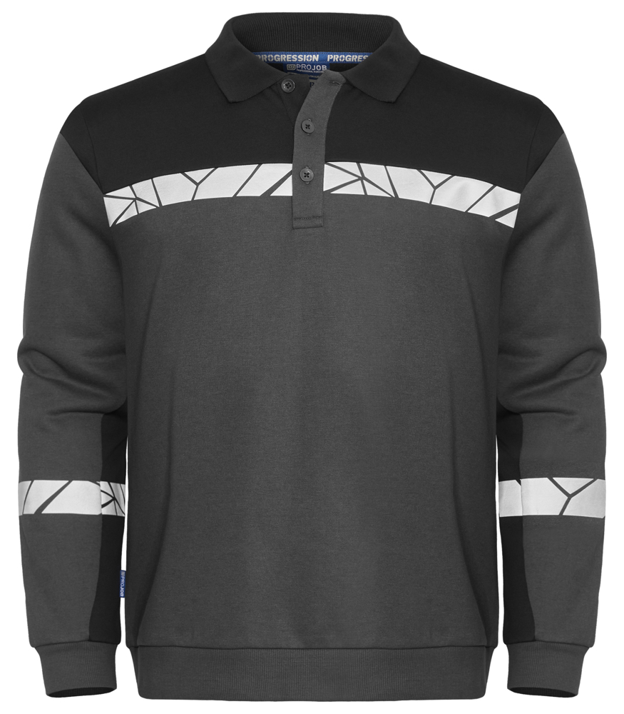 7100 POLOSWEATER - Grijs/Zwart