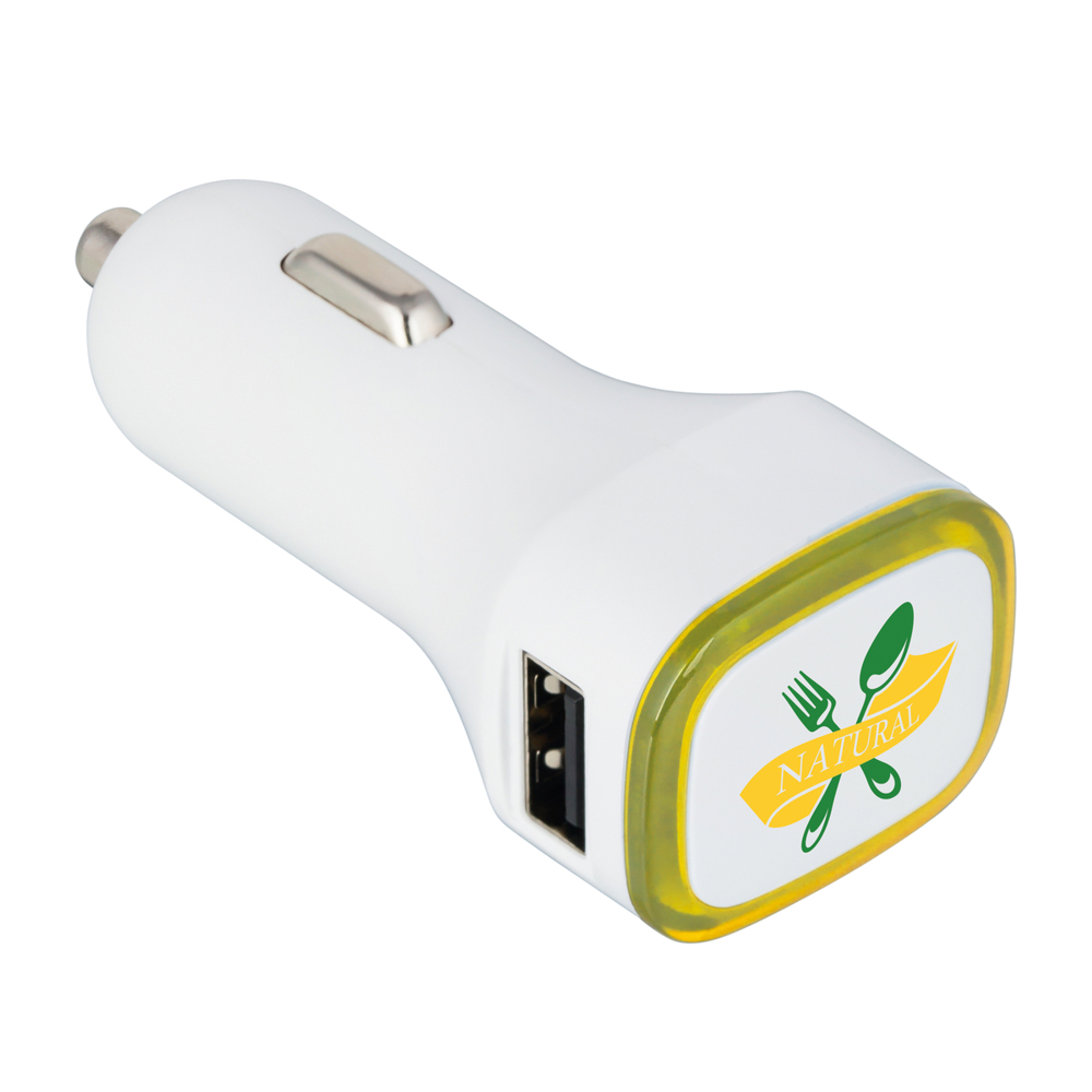 USB car charger COLLECTION 500 - geel, wit / geel