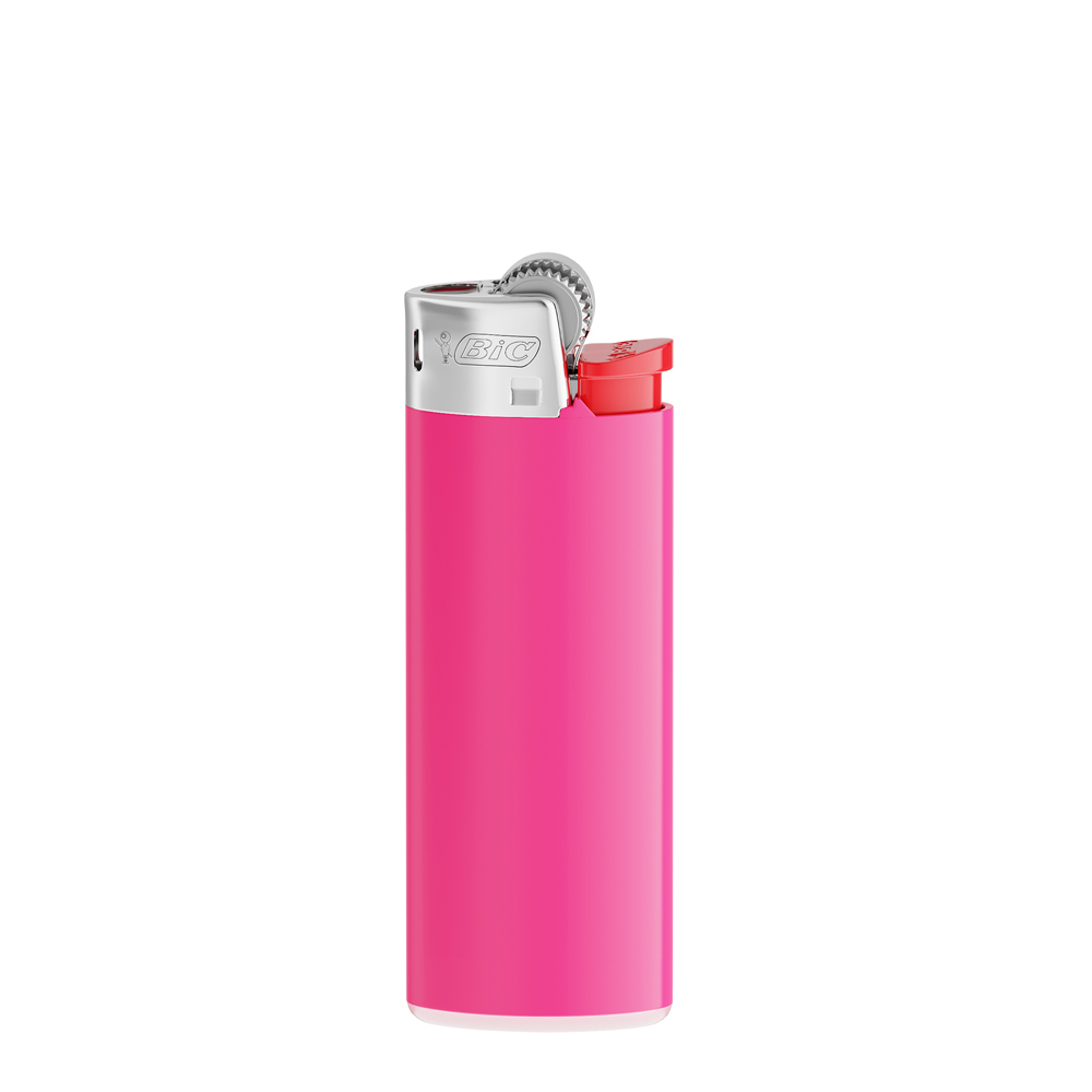 BIC® J25 Standard Lighter - Rhodamine Red Body / White Base / Red Fork / Chrome Hood