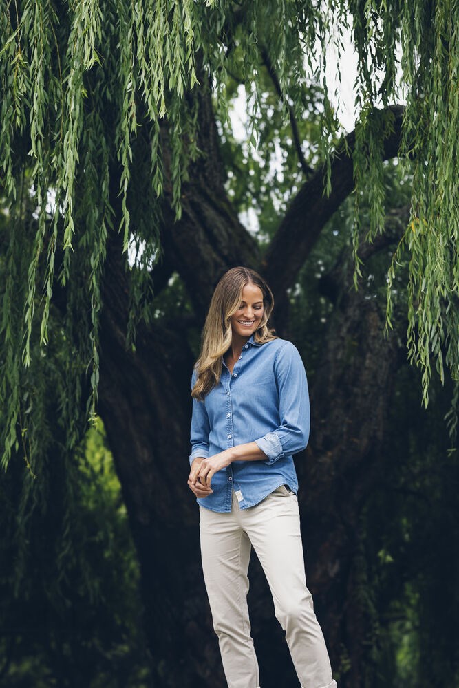 Cutter & Buck - Ellensburg Denim Shirt Dames Donker Indigo XS