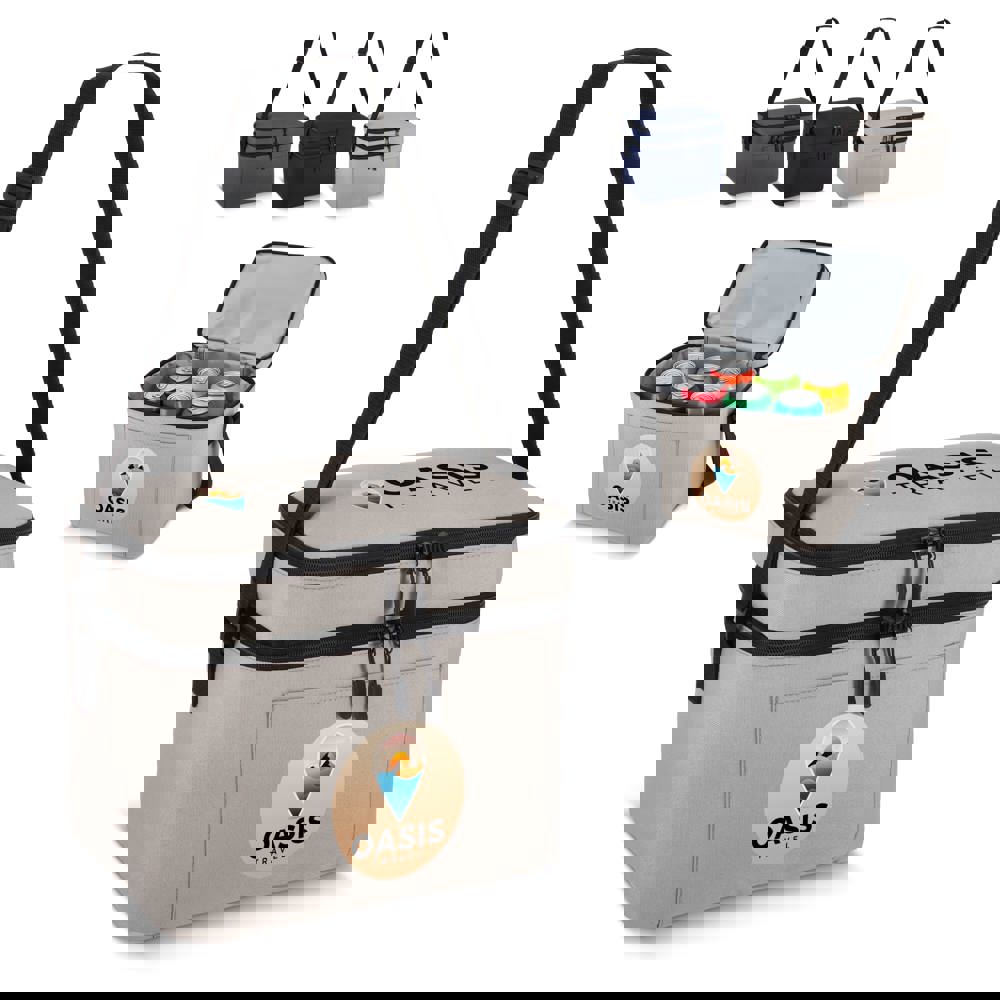 600D gerecycled PET koeltas met twee vakken 30 x 20 x 24 cm 12 L