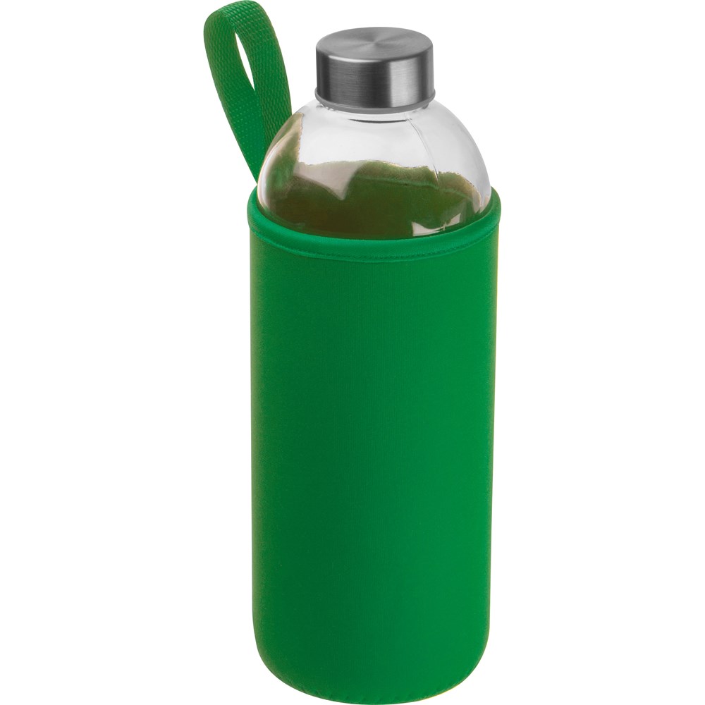 1000 ml glass bottle with neoprene sleeve JESSICA - Green