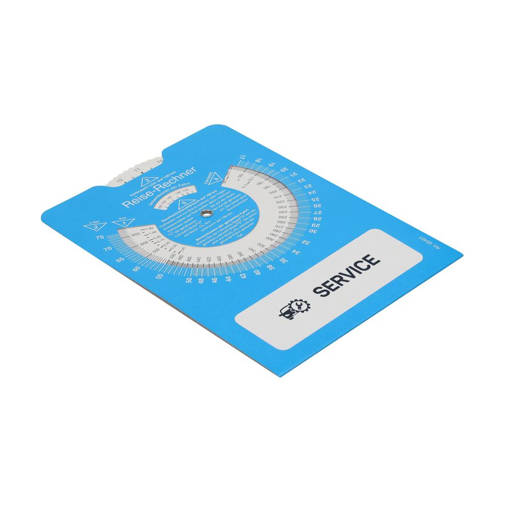 Papieren parkeerschijf "Reisrekenmachine"