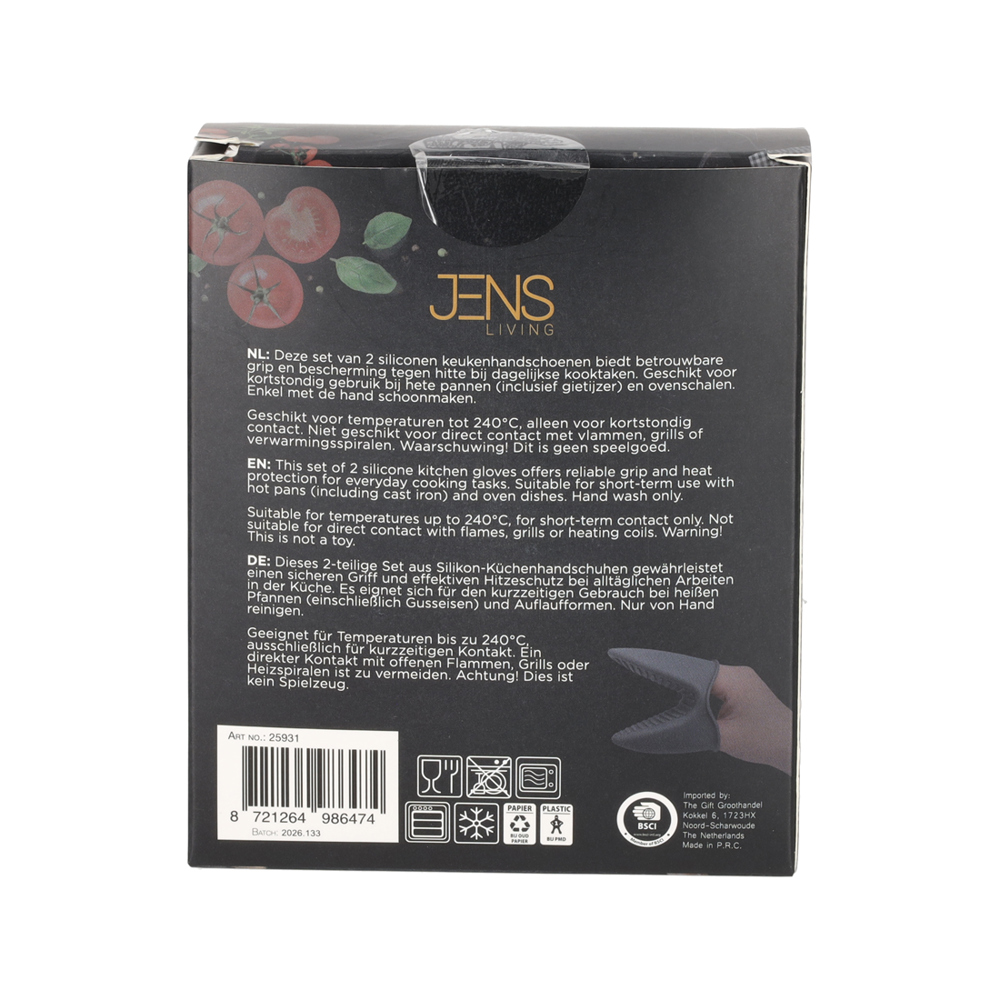 JENS Living Siliconen Ovenhandschoen Grijs /2