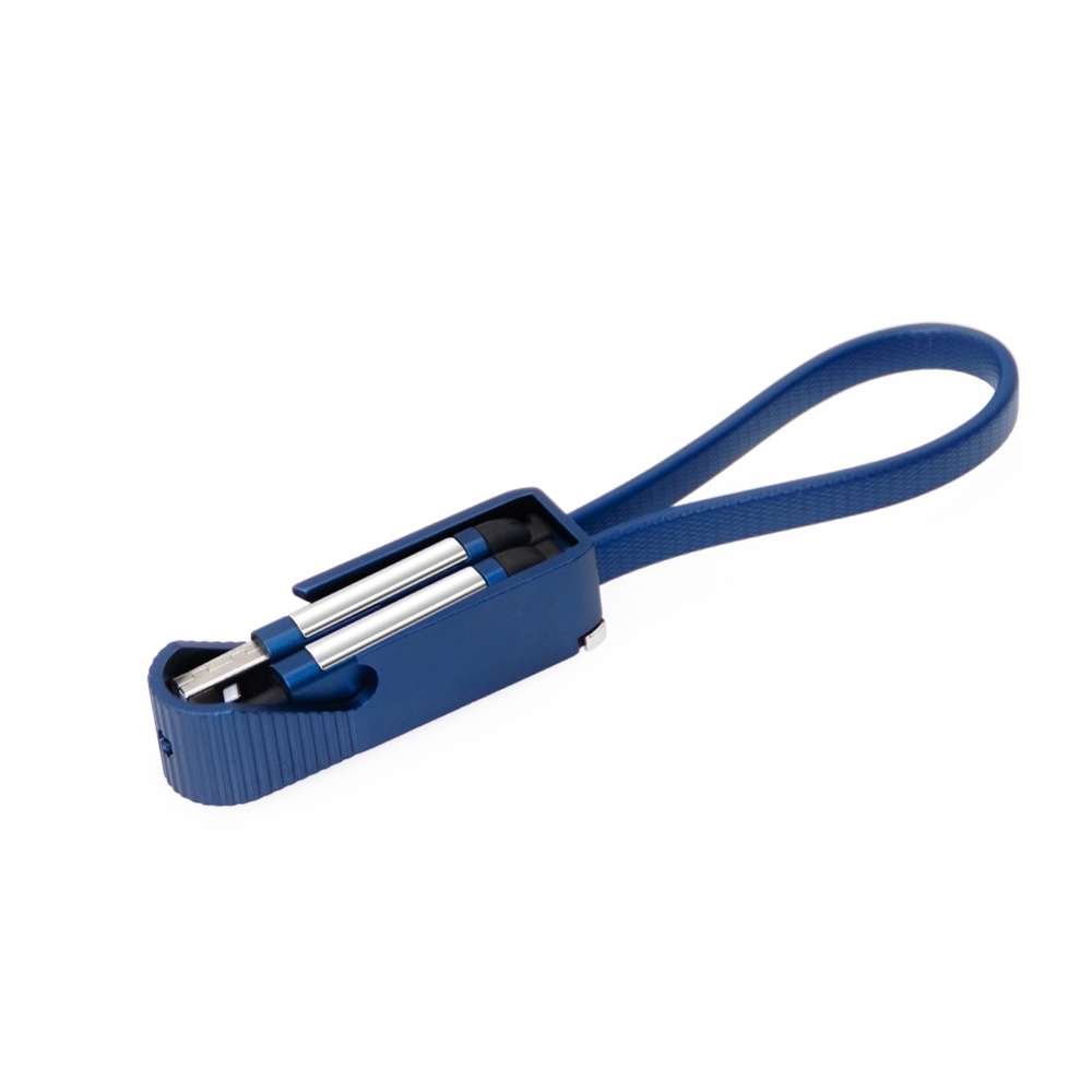 4 in 1 sleutelhanger oplaadkabel - blauw overdekt