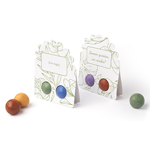 2 grote gekleurde bloemzaad kleibolletjes in unieke verpakking