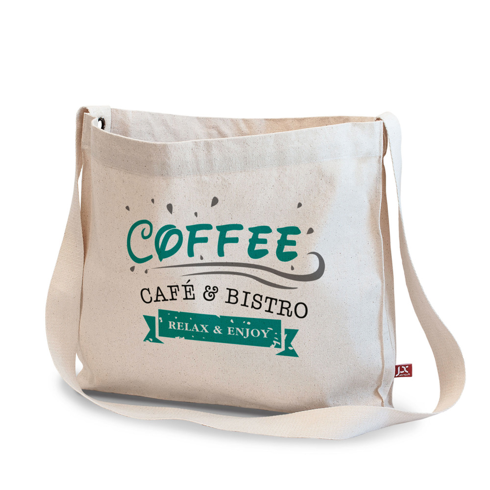 BILBAO – Canvas schoudertas met geweven draagriem en metalen oogje