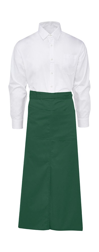 BERLIN Long Bistro Apron with Vent and Pocket - Bottle green
