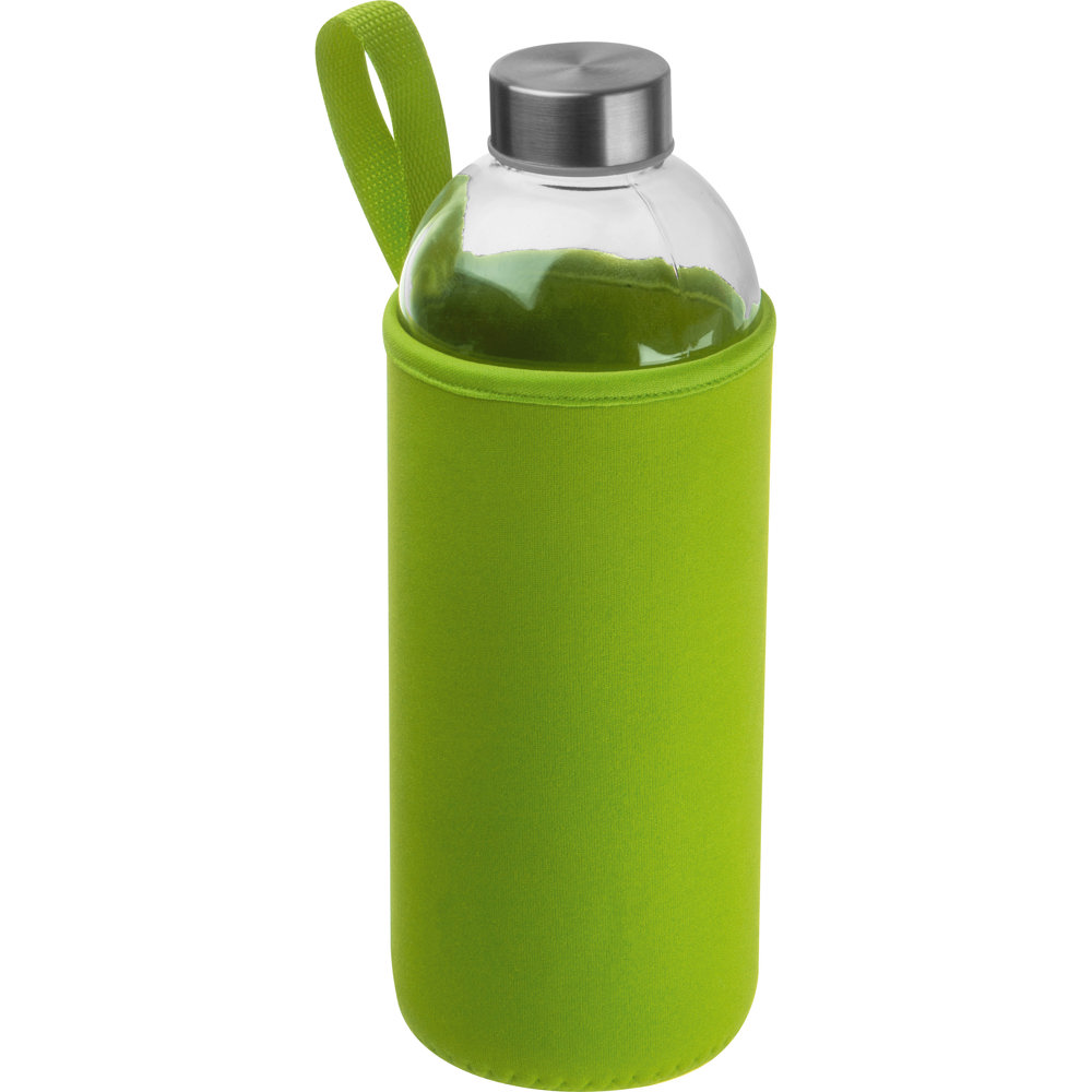 1000 ml glass bottle with neoprene sleeve JESSICA - Apple green