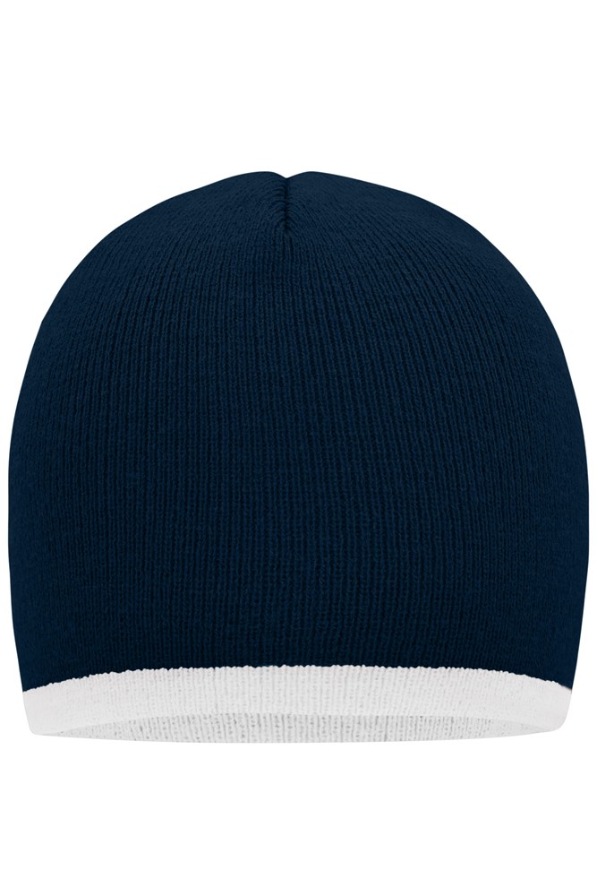 Beanie with Contrasting Border - Navy/wit (ca. Pantone 296C
white)