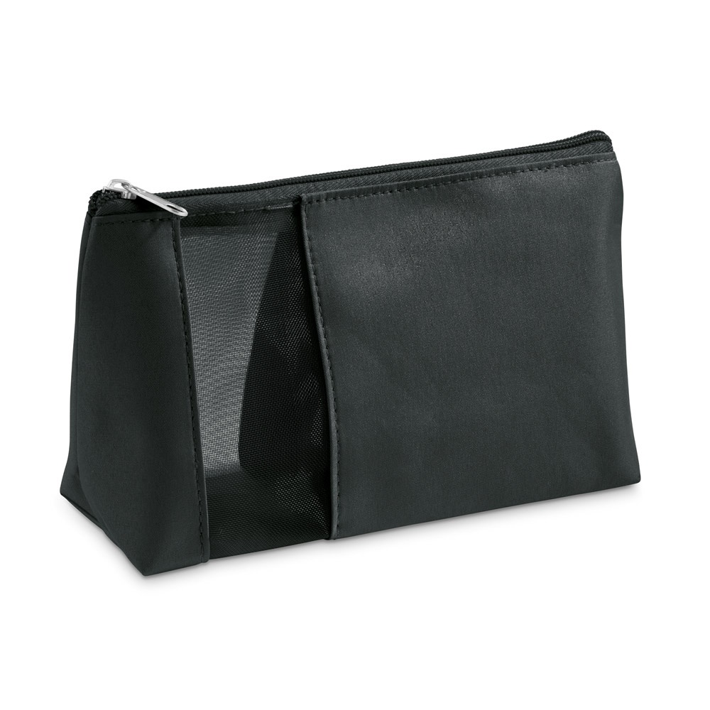 ANNIE. Microfibre and mesh cosmetic bag - black