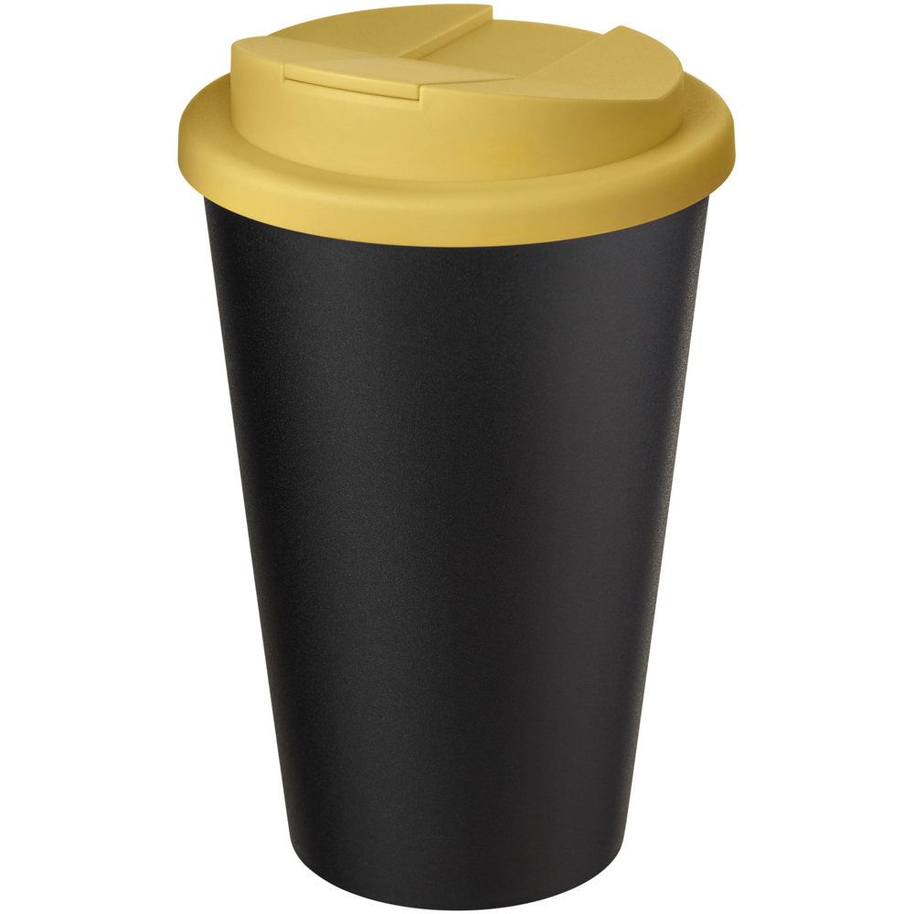 Americano® Eco 350 ml gerecyclede beker met spill-proof deksel - geel, zwart
