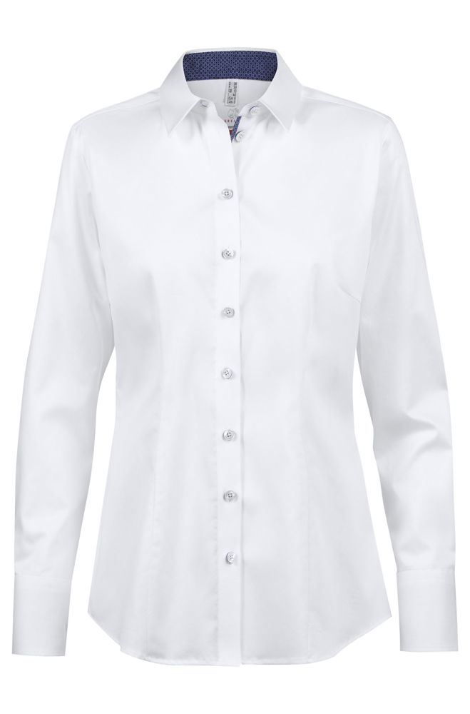 D blouse 1/1 RF Premium - 222 wit/contrast blauw